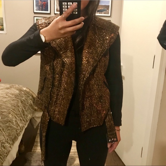 ALICE & OLIVIA Metallic Moto Vest - Picture 7 of 12